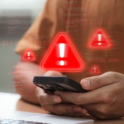 black phone with red alert